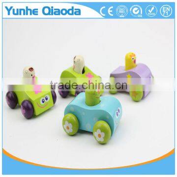 Baby Wooden Sounding Car Toys/ Pull Back Cartoon Mini Wood Car Toys for Kids and Child Gifts photo-5