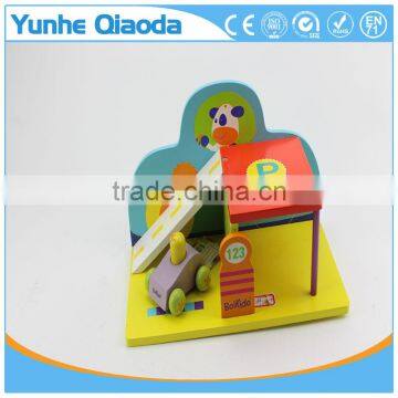Early Learning Wooden Play Toys the Parking With a Min Car photo-2