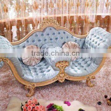 Vintage Royal Style Castle Sofa Couch Antique Castle Style Upholstery Chaise Lounge Imperial Wood Carved Two Seat Lounge Chair photo-2