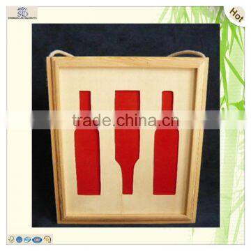 Unfinished Hinge 3 Bottles Wooden Wine Gift Box photo-3