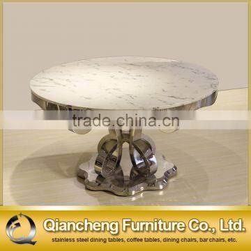 Foshan Furniture Market Round Dining Table Marble From India Stainless Tables Furniture photo-3
