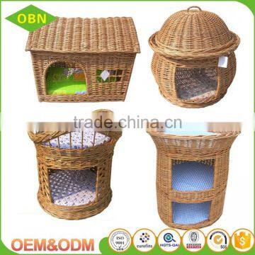 Wholesale 100% handmade indoor pet bed Wicker luxury top grade eco-friendly pet house