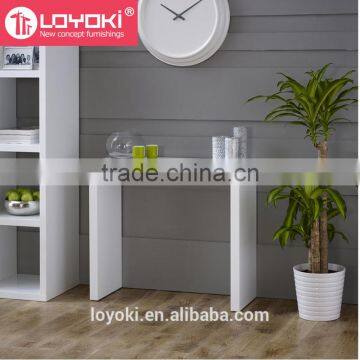 MDF Wood Side Table White High Gloss Console Hall Table photo-2