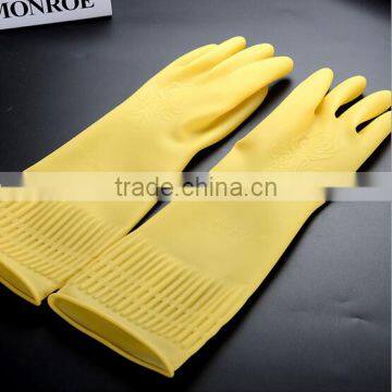 household rubber cleaning gloves/long anti-skid latex gloves for washing the dishes and clothes