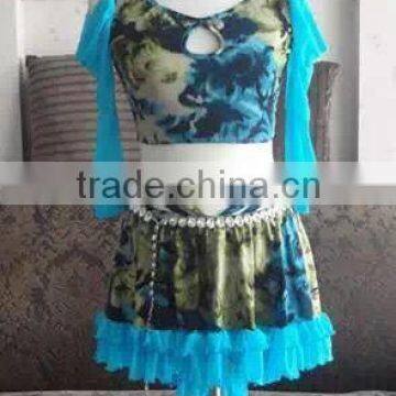 Women beautiful pattern top and skirt for dance QQ026