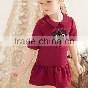 new early autumn girls dress new embroidered knitted dress