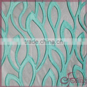 mint green laser cut applique embroidery polyester netting lace fabric for fashion dress/wedding dress/scarf/party dress