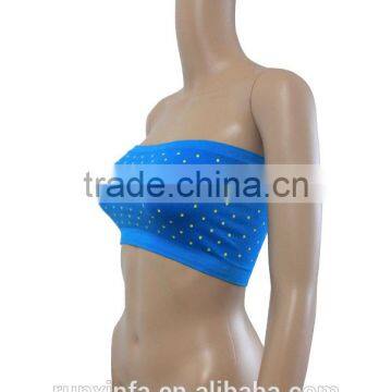 Cheap Seamless lady Bandeau Bra with shinny diamond