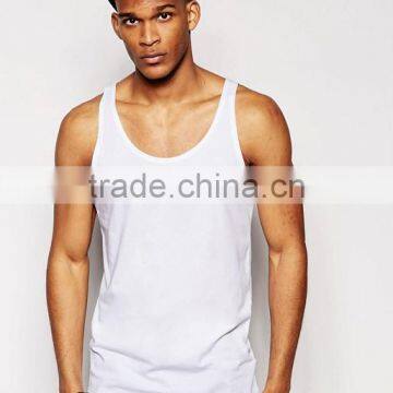 2017 Competitive New Design Custom Manufacture White Color Gym Wear Comfortable 100% Cotton Fashion Running Men's Tank Vest