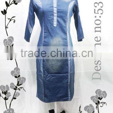 Mirror Work Kurti / Denim Kurti / Latest Long Kurti Designs / Wholesale Kurti / Hand Work Kurti photo-2