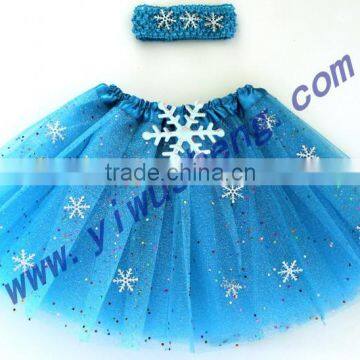 Wholesale frozen snowflake tutu turquoise sequins tutu with headband