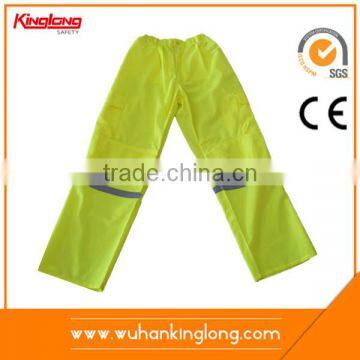 100%Polyester Hi-Vis Fluorescent Yellow Pants with Reflective Tape