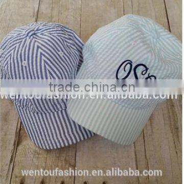 Hot Sale Personalised Fashionable Seersucker Baseball Cap photo-6