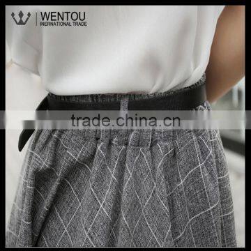 New Fashion Women Plaid Stretch Waist Pleated Skirt