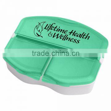 USA Made Tri-Minder Pill Box - Features 1 Large Compartment and 2 Smaller Compartments and Comes With Your Logo photo-2