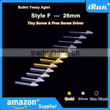 (MOQ:100pcs) Round Metallic Bullet Aglet Shoelaces - High Quality Zinc-alloy ( AZO FREE, NICKEL FREE ) Shoe Lace Bullet Aglets photo-4