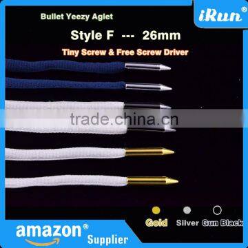 (MOQ:100pcs) Metal Round Bullet Cylinder Aglets For Yeezy Shoe Laces Tips DIY Replacement Scew On No Glue - 26 mm photo-4