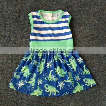 baby girl dinosaur print dresses latest nice kids stripe frocks in summer