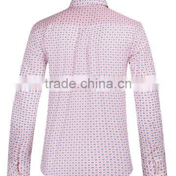 2017 Floral Printed Men's Long Sleeve Button Down Collar Slim Fit Shirt With Contrast Collar and Cuff photo-3