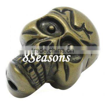 Antique Bronze Halloween Skull Acrylic Spacer Beads 23x17mm