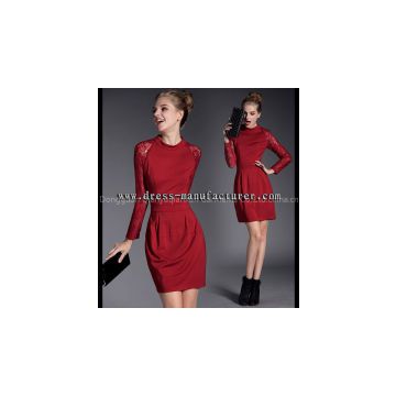 long sleeve tight collar luxury fashion women dress 2015