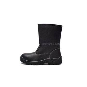 Long Cut Black Leather Work Boot