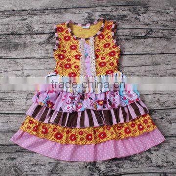 Yawoo Wholesale Sleeveless Ruffle Smocked Dress Baby Girl Frock Cutting Pictures
