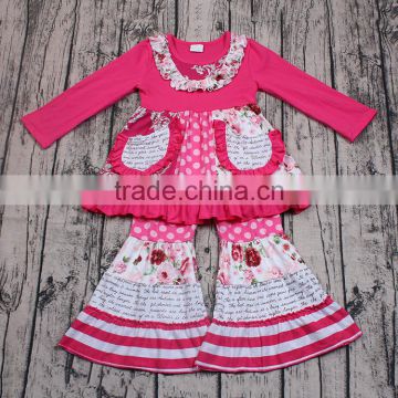 Sue Lucky hot sale boutique girls pink and floral print bulk kids clothing wholesale