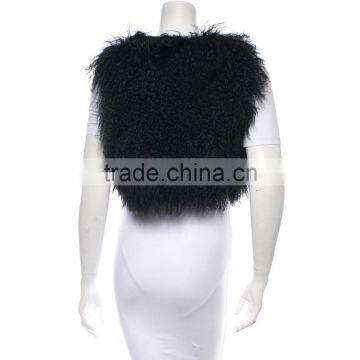 SJ209-01 SANDRAFUR High Quality Whole Skin Mongolian Tan Sheep Fur Vest Short Length Vest Long Fur photo-4