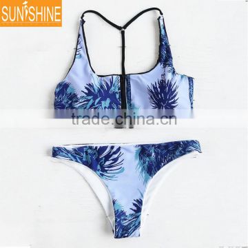 Woman Swimwear Factory Front Zipper Bikini Seamless Reversible Swimwear