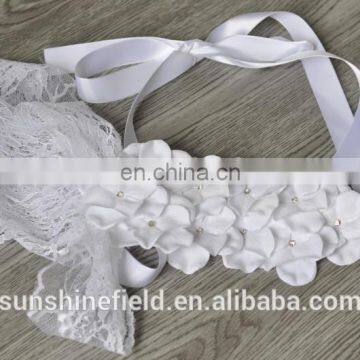 White and pink hydrangea flowers Sash Belt,Wedding Sashes