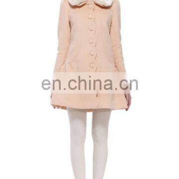 Korean fancy style fur collar soft hand feeling dress coat worsted brand name winter coat