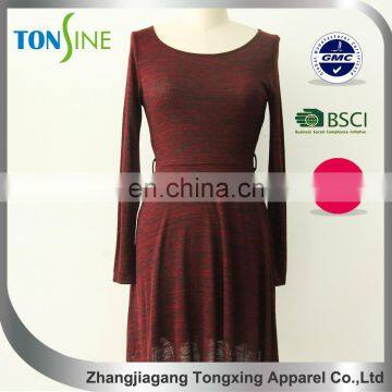 Women's long sleeve maxi dress with slub fabric