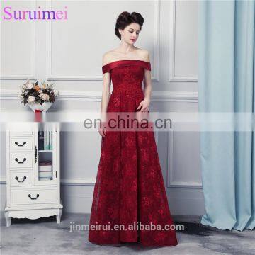 Lace Bridesmaid Dresses Corset Lace Up Wine Red Lace Burgundy Off Shoulder Brides Maid Dresses Vestidos De