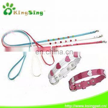 cute heart colorful leather dog collars and leashes