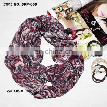 2015 women muslim printed tube paisley head scarf