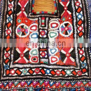 Kutchi Fabric Mirror Work Patches- Vintage Indian Fabric HandCraft Yock Neck Patches photo-3