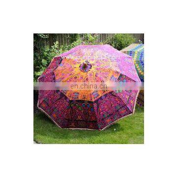 Big Garden Umbrellas Patios New Embroidery Mirror Garden decor Parasol Vintage Garden Umbrellas cotton Handmade work Ethnic art