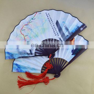 Custom Design Printed Foldable Souvenir Fan with Chinese Knot Tassle