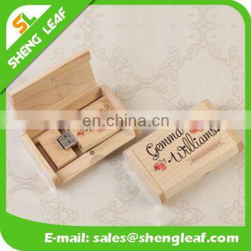 popular wedding gift custom logo wooden usb with box