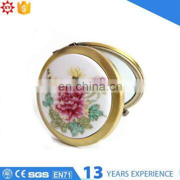 Ceramic painting mirror with metal circular border
