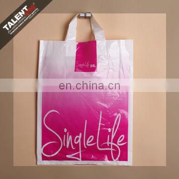 customized private design printed logo plastic softloop handle shopping bag