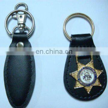 custom keyring leather and badge