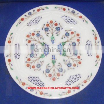 Inlaid Marble Jali Round Plate