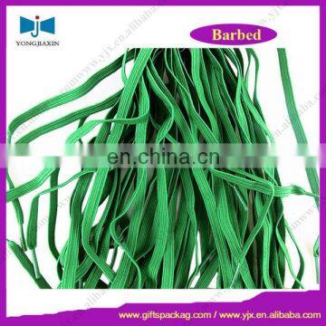 Promotional Green Flat Elastic Cord With Plastic Barbed End