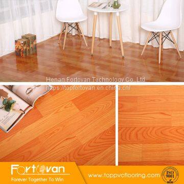 Indoor wood look roll PVC flooring felt-back vinyl floor mat