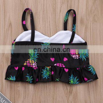 2019 Fashion New Summer Toddler Bathing Suit Pineapple Full Print Black Swimsuit Toddler Valentine's Day