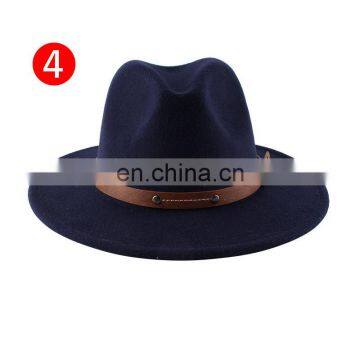 Регулируемые фельтровые шляпы для женщин на зиму, церковные шляпы, шляпы для мужчин на осень, джазовые панамки, винтажные широкополые федоры с ремнем и пряжкой, трильби photo-5
