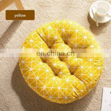 Round Floor Pillow Japanese Tufted Futon Chair Pad Tatami Floor Cushion Yellow Cushion