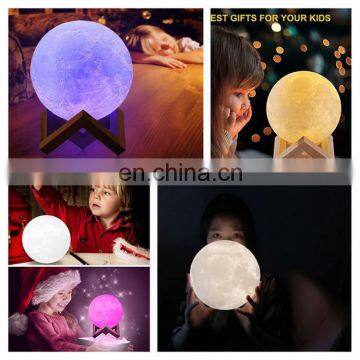 Newish Modern Desk Wood Holder Christmas Decor Magnetic Rechargeable Custom Led Lunar Shape Night Starry SKY 3D Moon Lamp Light photo-7